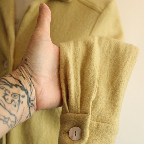 Vintage 1960s Coat Dress, Fred Roithschild Yellow Wool - Picture 10 of 10